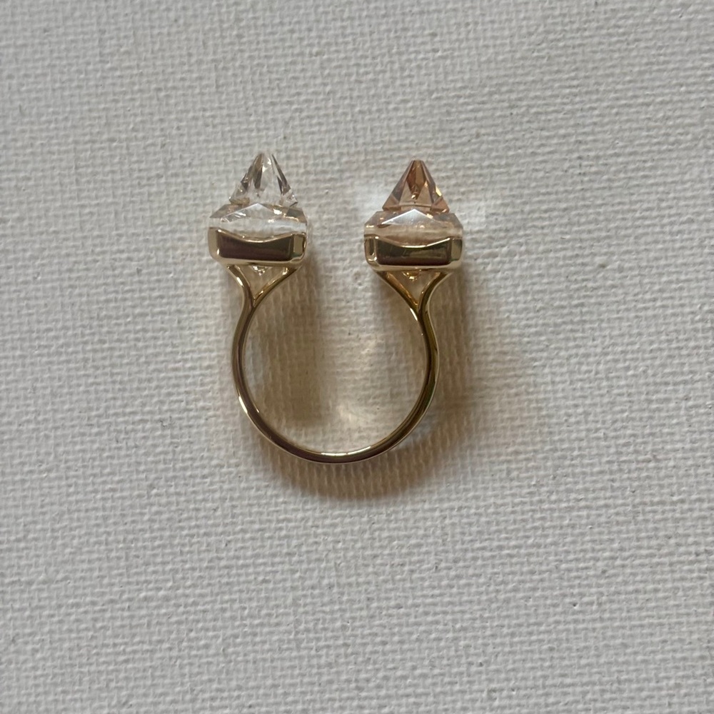 Swarovski Open Ring Pyrámid Cut Yellow Crystal Gold Tone Plated  Size - Picture 5 of 8